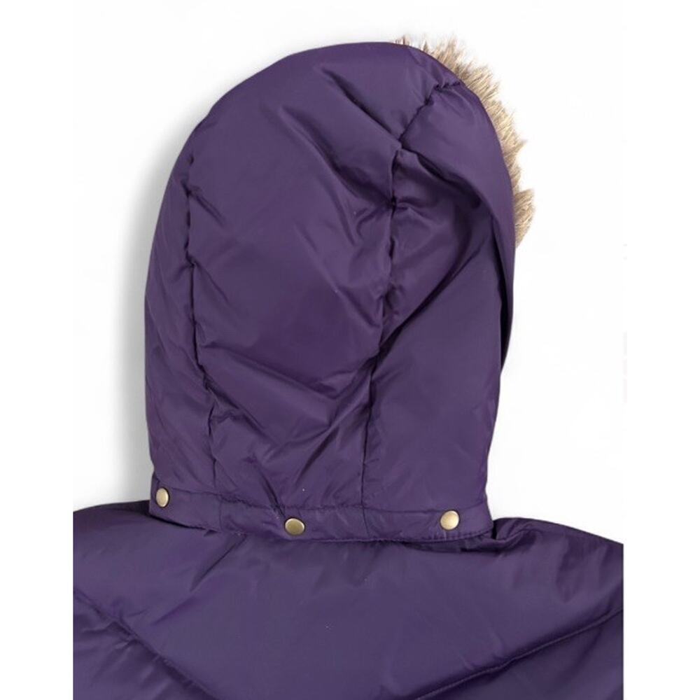 Land’s End Women’s Purple Down Puffer Jacket Faux Fur Hood Size P Med 10-12 - Picture 11 of 11